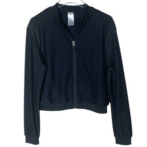 CALI SPORT Mesh Long Sleeve Black Performance Bomber Zip-Up Jacket NWT Size Med.